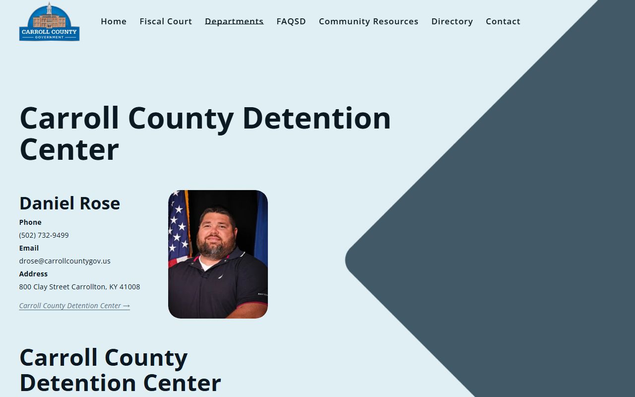 Carroll County Regional Detention Center page for Trimble County inmate records