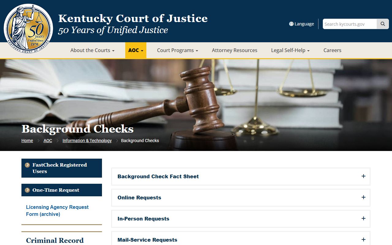 Trimble County court records after arrest AOC background check limits